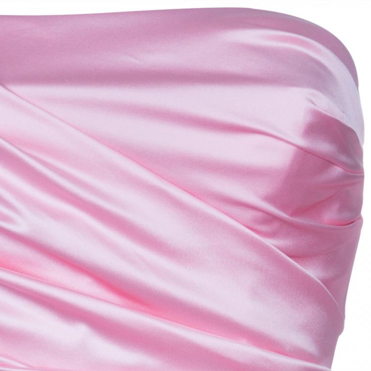 Pre Owned Dolce & Gabbana Pink Strapless Gathered Dress L