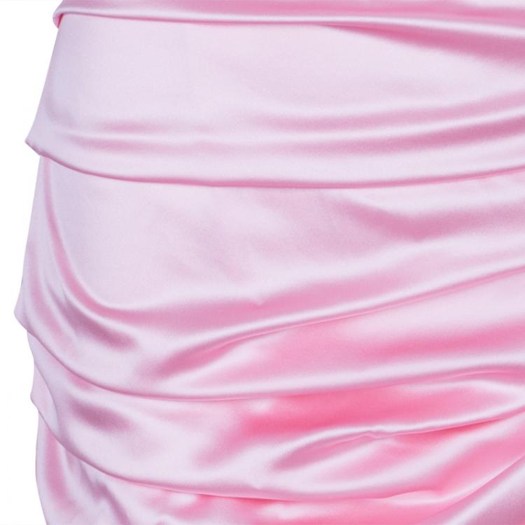 Pre Owned Dolce & Gabbana Pink Strapless Gathered Dress L