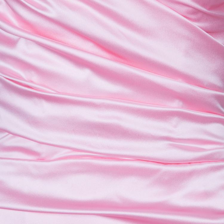 Pre Owned Dolce & Gabbana Pink Strapless Gathered Dress L