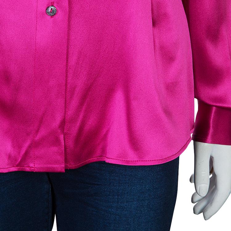 Pre Owned Dolce And Gabbana Fuschia Silk Satin Shirt M