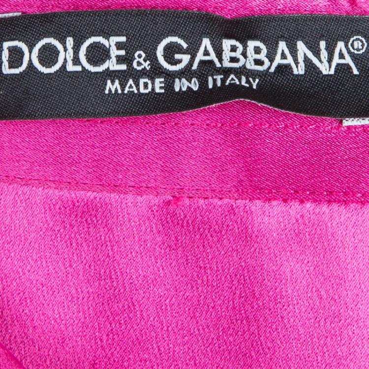 Pre Owned Dolce And Gabbana Fuschia Silk Satin Shirt M