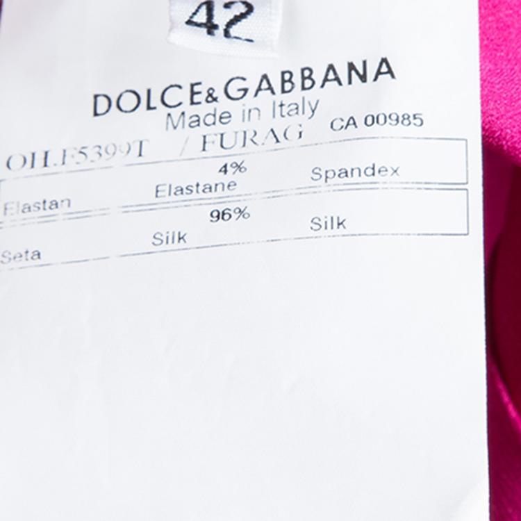 Pre Owned Dolce And Gabbana Fuschia Silk Satin Shirt M
