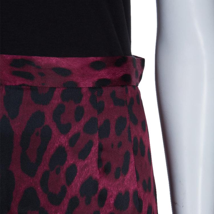 Pre Owned Dolce and Gabbana Purple Leopard Print Maxi Skirt M