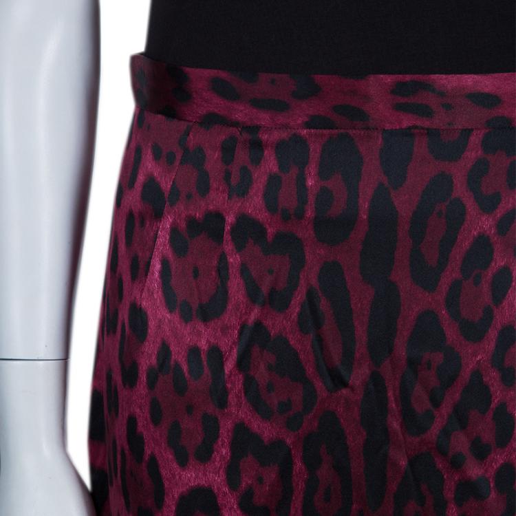 Pre Owned Dolce and Gabbana Purple Leopard Print Maxi Skirt M