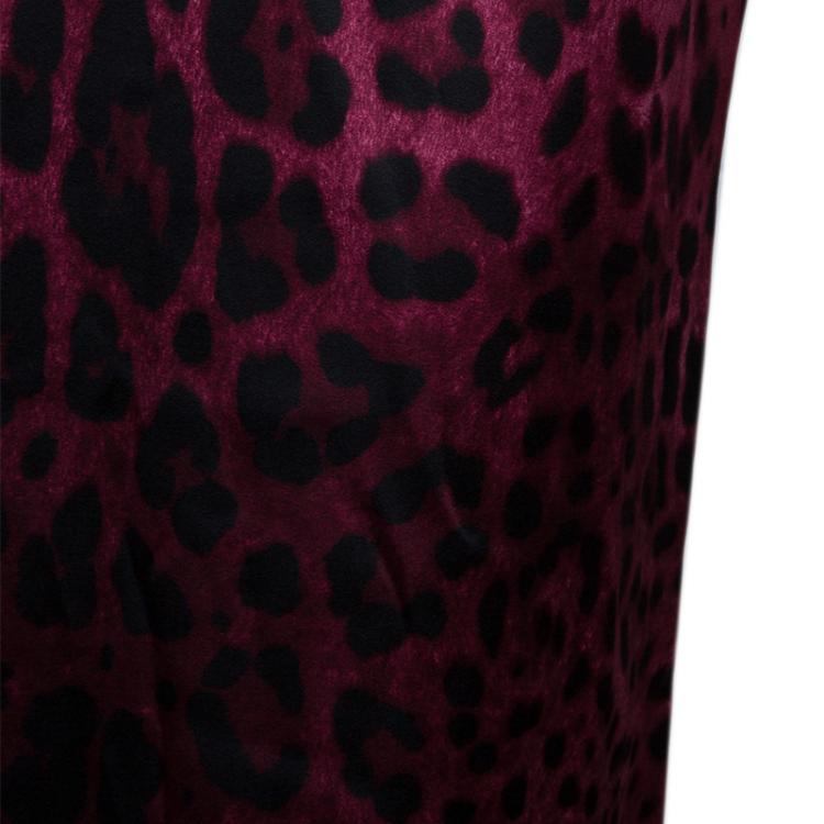 Pre Owned Dolce and Gabbana Purple Leopard Print Maxi Skirt M