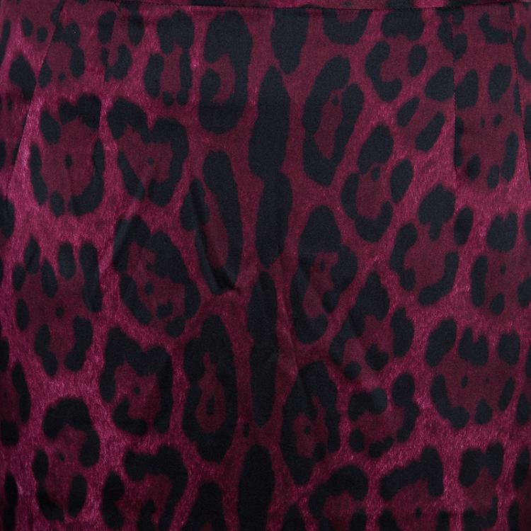 Pre Owned Dolce and Gabbana Purple Leopard Print Maxi Skirt M