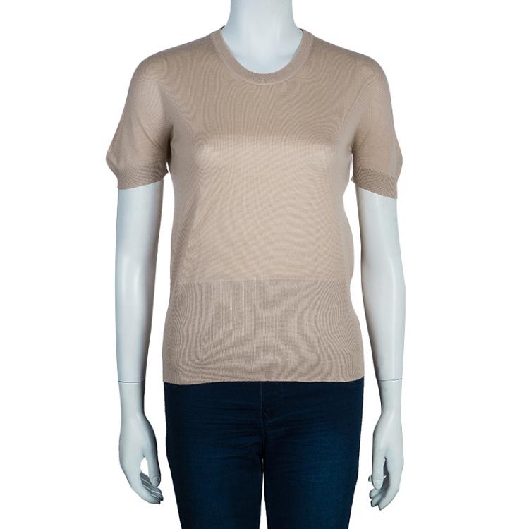 مملوكة مسبقًا Dolce and Gabbana Beige Short Sleeve Knit Top M