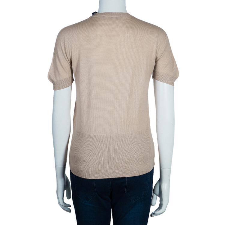 مملوكة مسبقًا Dolce and Gabbana Beige Short Sleeve Knit Top M