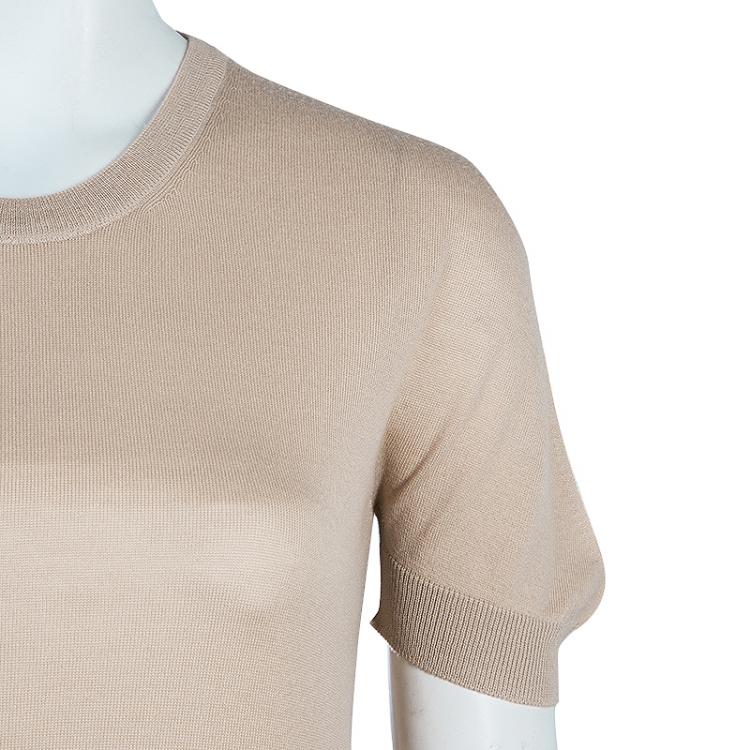 مملوكة مسبقًا Dolce and Gabbana Beige Short Sleeve Knit Top M
