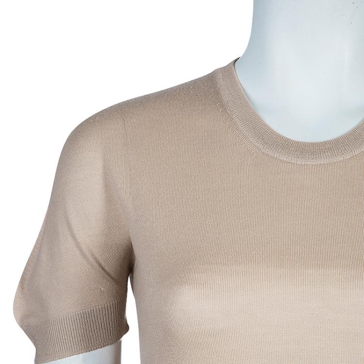 مملوكة مسبقًا Dolce and Gabbana Beige Short Sleeve Knit Top M