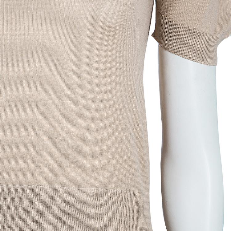 مملوكة مسبقًا Dolce and Gabbana Beige Short Sleeve Knit Top M