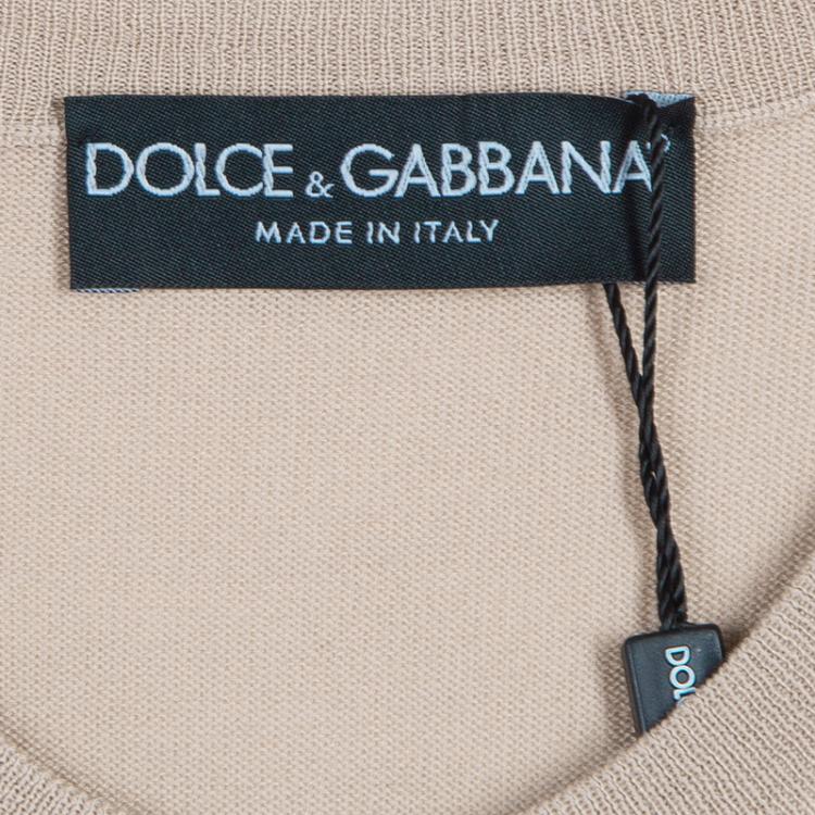 مملوكة مسبقًا Dolce and Gabbana Beige Short Sleeve Knit Top M