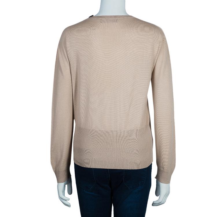 مملوكة مسبقًا Dolce and Gabbana Beige Long Sleeve Knit Top L