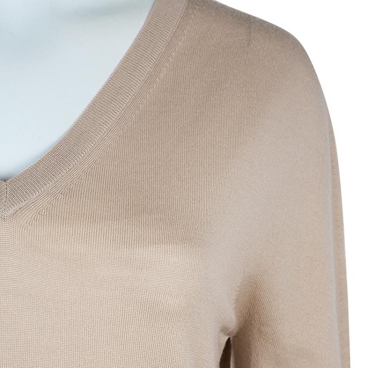 مملوكة مسبقًا Dolce and Gabbana Beige Long Sleeve Knit Top L