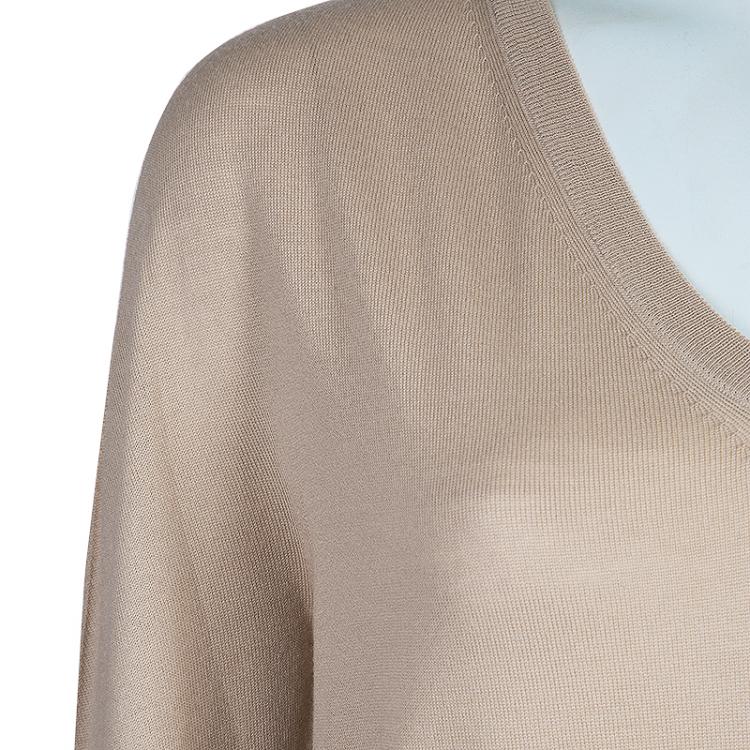مملوكة مسبقًا Dolce and Gabbana Beige Long Sleeve Knit Top L