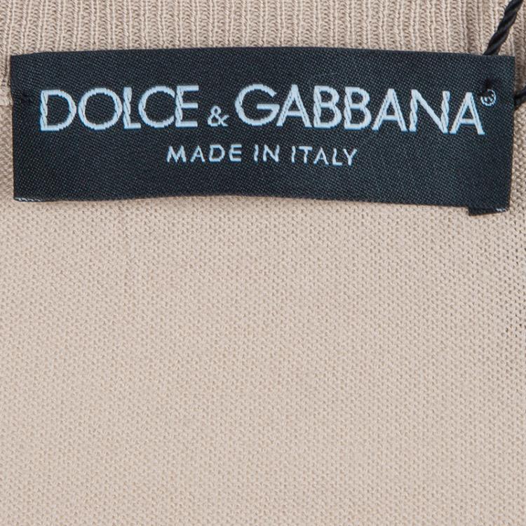 مملوكة مسبقًا Dolce and Gabbana Beige Long Sleeve Knit Top L