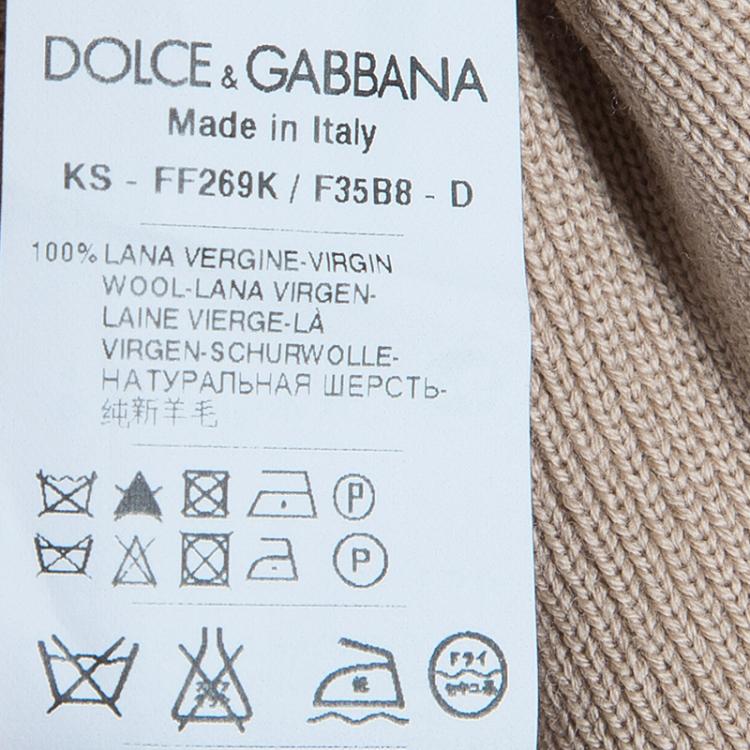 مملوكة مسبقًا Dolce and Gabbana Beige Long Sleeve Knit Top L