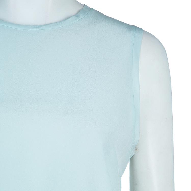 Pre Owned Dolce and Gabbana Pale Blue Sleeveless Silk Top M