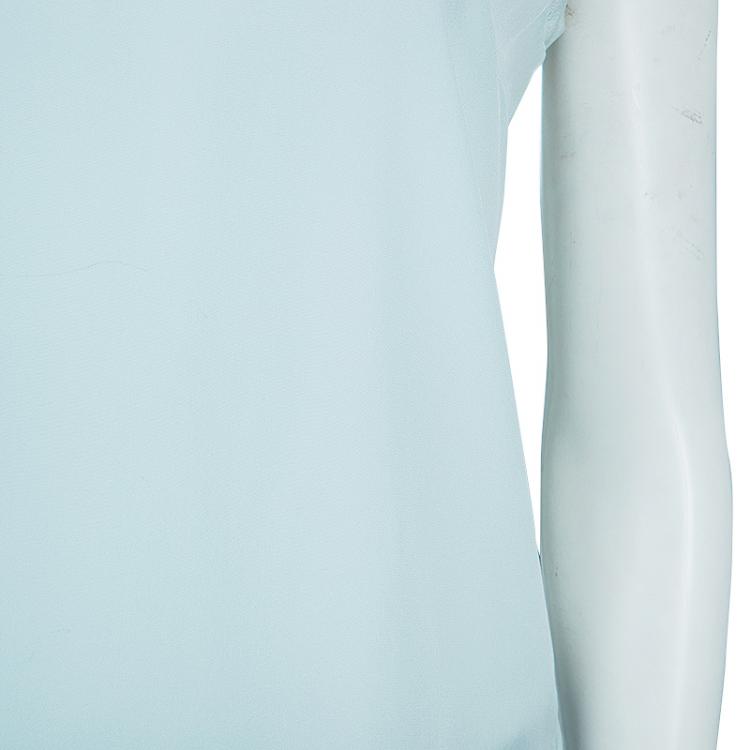 Pre Owned Dolce and Gabbana Pale Blue Sleeveless Silk Top M
