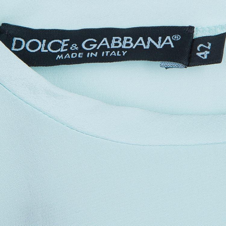 Pre Owned Dolce and Gabbana Pale Blue Sleeveless Silk Top M