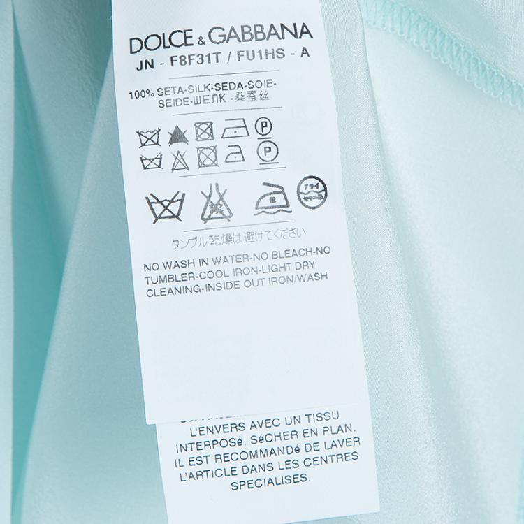 Pre Owned Dolce and Gabbana Pale Blue Sleeveless Silk Top M