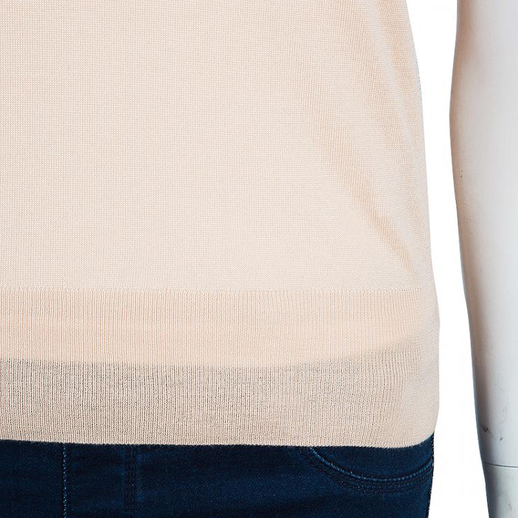 Pre Owned Dolce and Gabbana Beige Short Sleeve Knit Top S