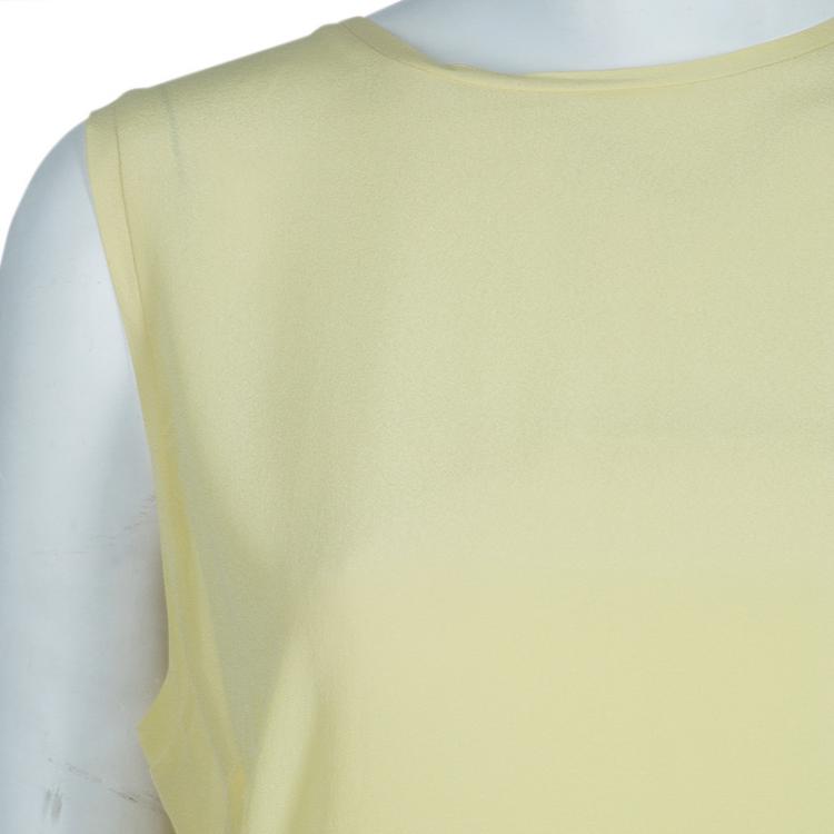 Pre Owned Dolce and Gabbana Yellow Sleeveess Silk Top M