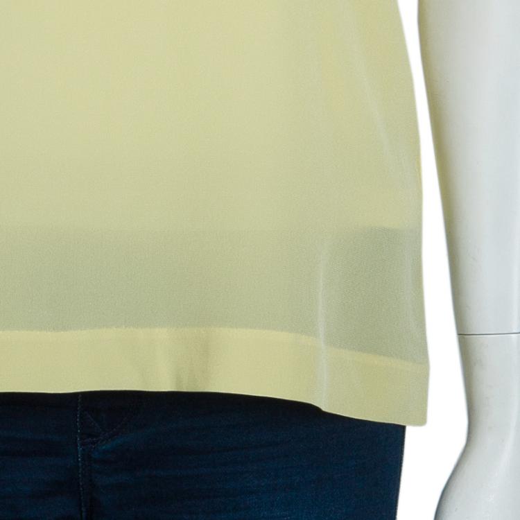Pre Owned Dolce and Gabbana Yellow Sleeveess Silk Top M