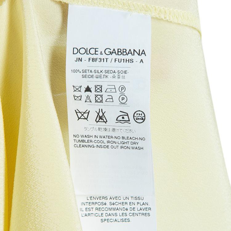 Pre Owned Dolce and Gabbana Yellow Sleeveess Silk Top M