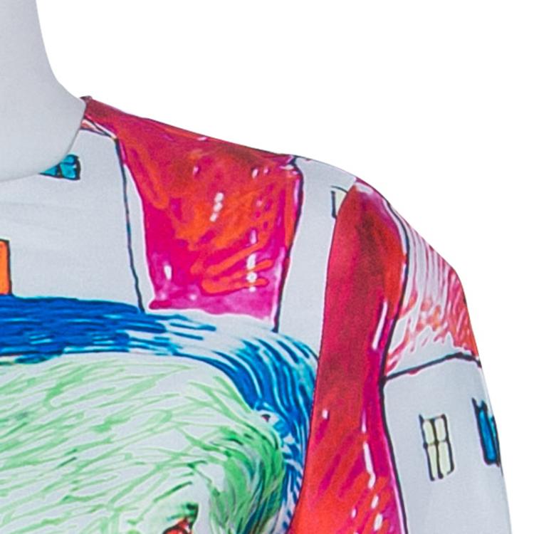 Pre Owned Dolce and Gabbana Hand Drawn Print Dress XS