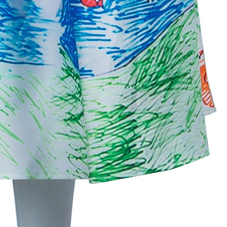 Pre Owned Dolce and Gabbana Hand Drawn Print Dress XS