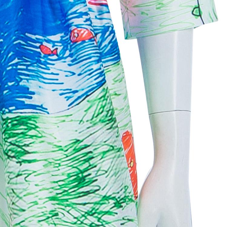 Pre Owned Dolce and Gabbana Hand Drawn Print Dress XS