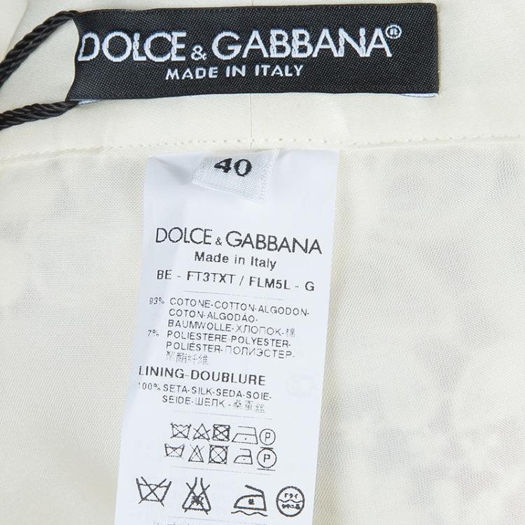 Pre Owned Dolce and Gabbana Cream Floral Lace Shorts S