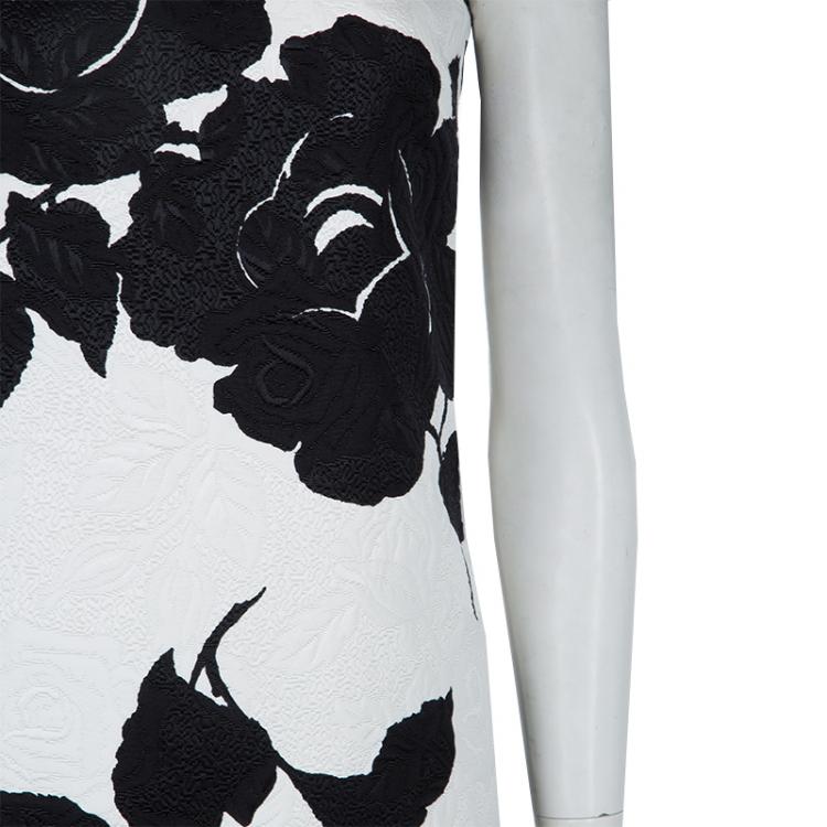 Pre Owned Dolce and Gabbana Monochrome Floral Jacquard Sleeveless Dress S
