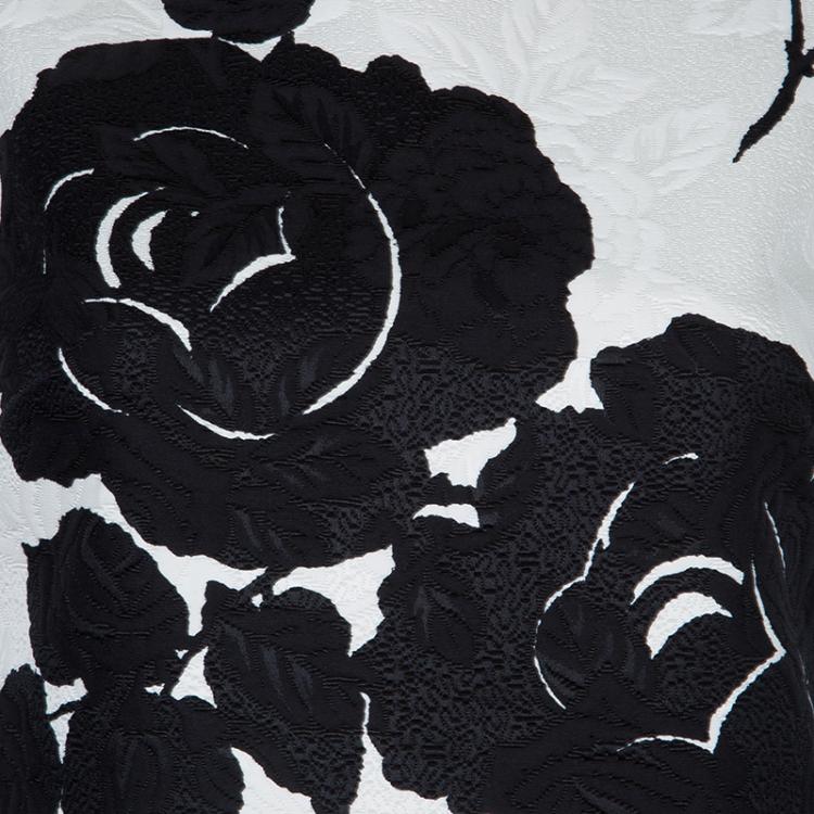 Pre Owned Dolce and Gabbana Monochrome Floral Jacquard Sleeveless Dress S