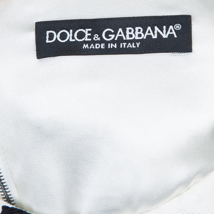 Pre Owned Dolce and Gabbana Monochrome Floral Jacquard Sleeveless Dress S