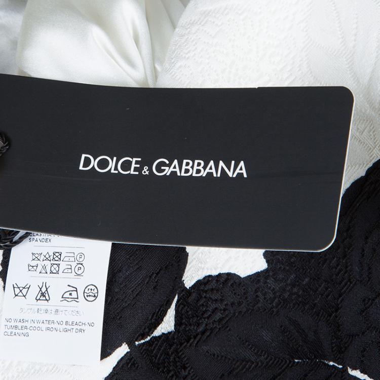 Pre Owned Dolce and Gabbana Monochrome Floral Jacquard Sleeveless Dress S