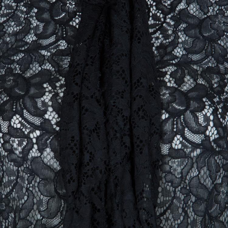 Pre Owned  Dolce & Gabbana Black Lace Neck Tie Detail Top L