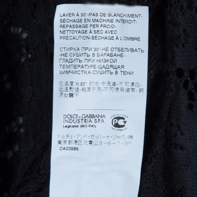 Pre Owned  Dolce & Gabbana Black Lace Neck Tie Detail Top L