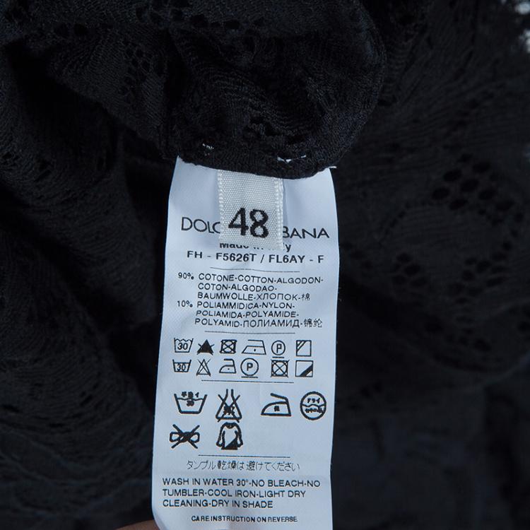 Pre Owned  Dolce & Gabbana Black Lace Neck Tie Detail Top L