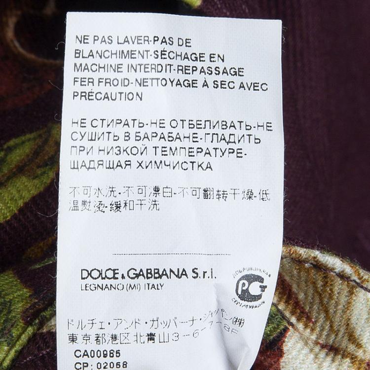 Pre Owned Dolce and Gabbana Burgundy Denim Floral Printed Kate Jeans S