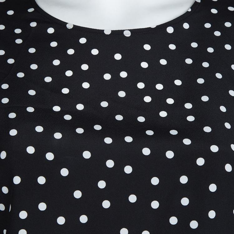 Pre Owned Dolce and Gabbana Black Silk Polka Dot Print Blouse M