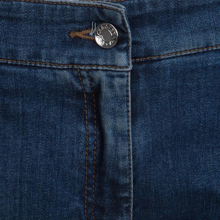 Pre Owned Dolce and Gabbana Indigo Faded Denim Capri Pants M