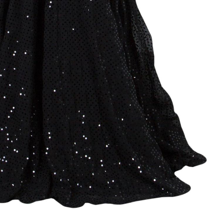 Pre Owned Dolce and Gabbana Black Sequin Embellished Ruched Strapless Gown M