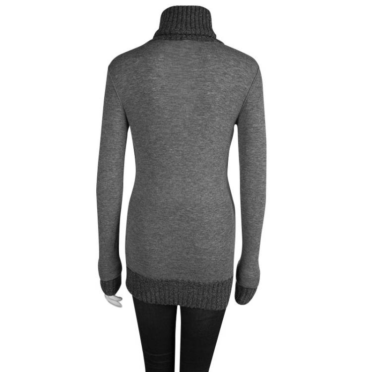 Pre Owned Dolce and Gabbana Grey Cashmere Turtle Neck Sweater M