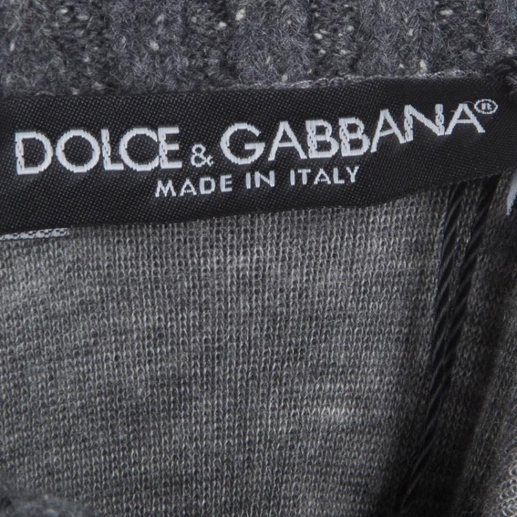 Pre Owned Dolce and Gabbana Grey Cashmere Turtle Neck Sweater M
