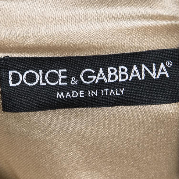 Pre Owned Dolce and Gabbana Beige Floral Printed Silk Coat S