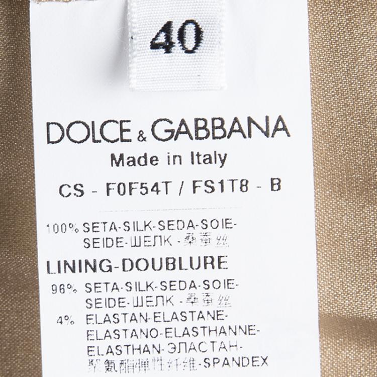 Pre Owned Dolce and Gabbana Beige Floral Printed Silk Coat S