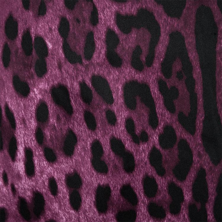 Pre Owned Dolce and Gabbana Purple Leopard Printed Silk Maxi Skirt M