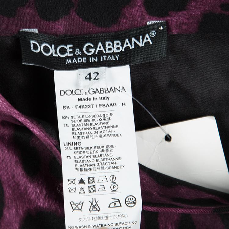 Pre Owned Dolce and Gabbana Purple Leopard Printed Silk Maxi Skirt M